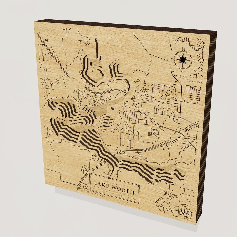 Lake Worth 3D wood map, hero view