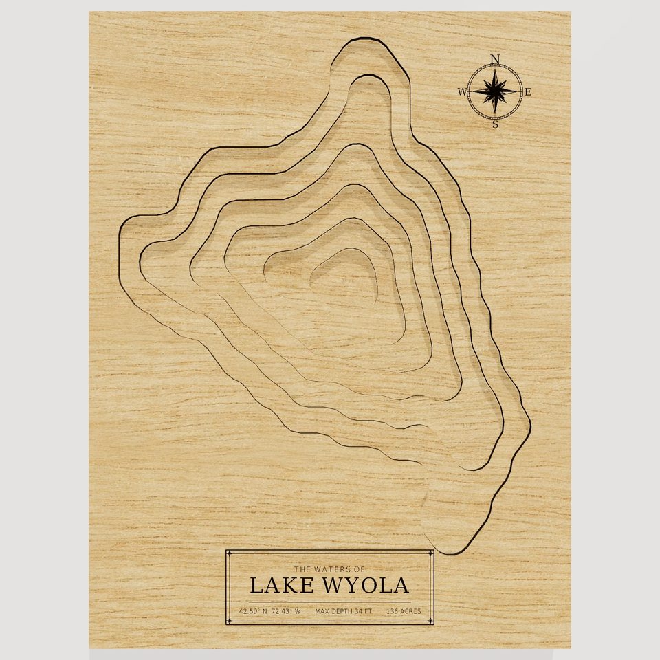 Lake Wyola 3D wood map, front view