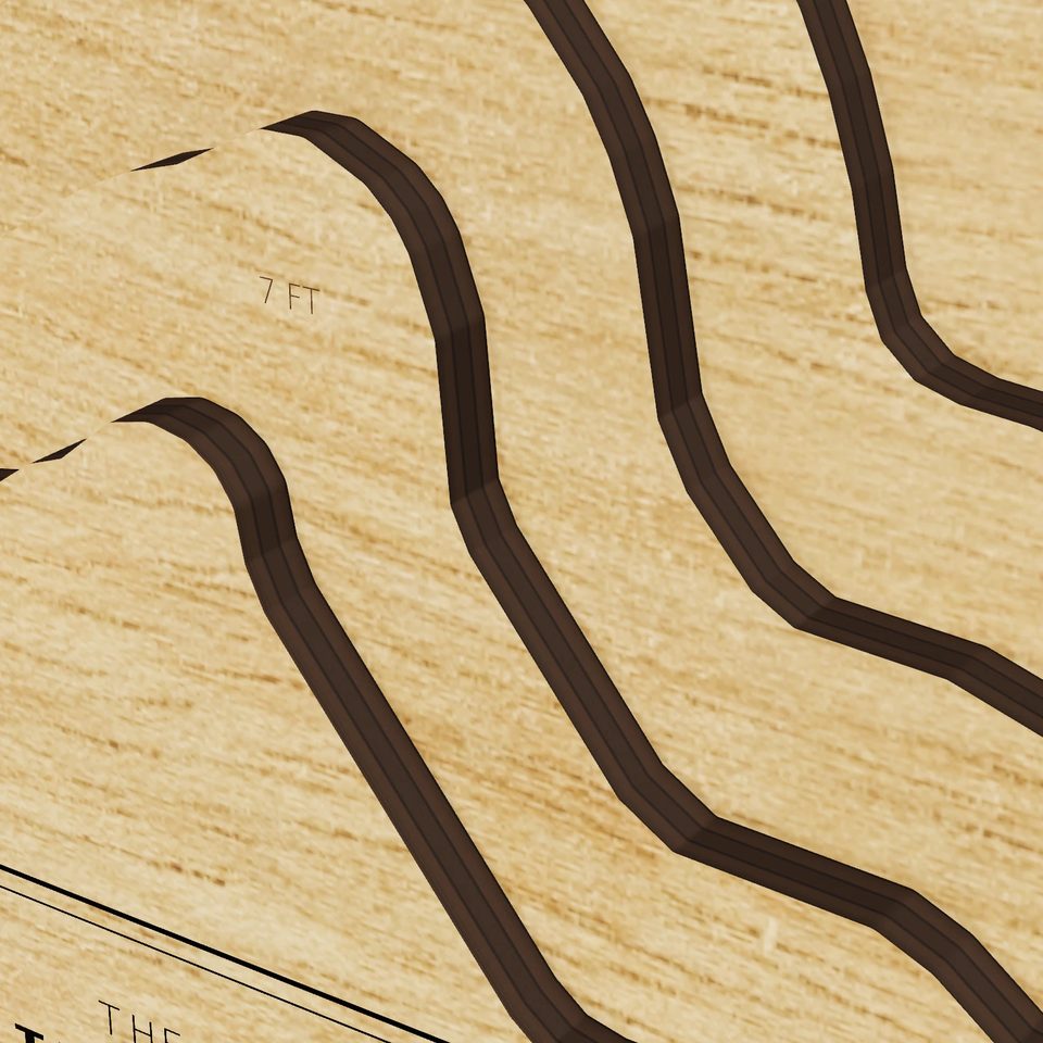 Lake Yahola 3D wood map, detail view