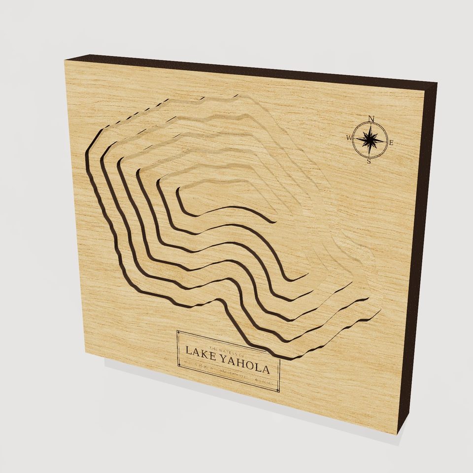 Lake Yahola 3D wood map, hero view