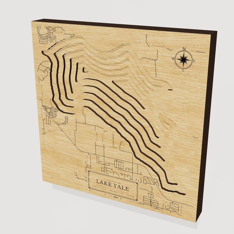 Lake Yale 3D wood map, hero view