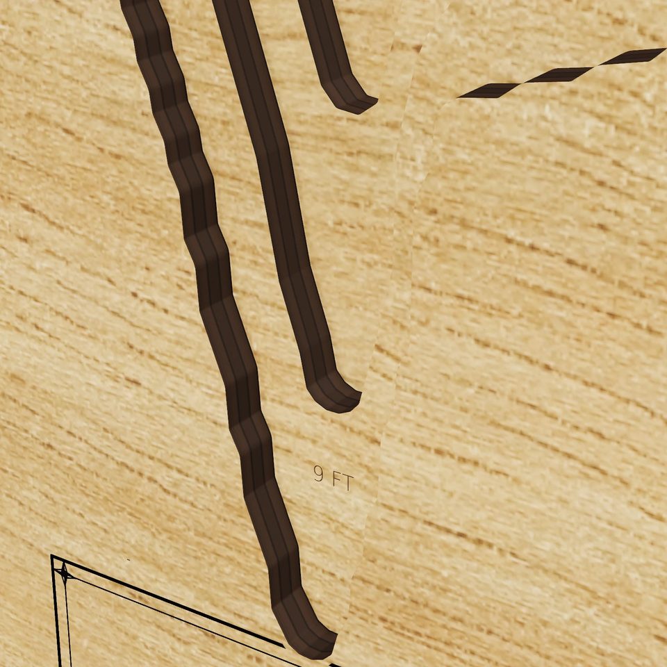 Lake Youngs 3D wood map, detail view