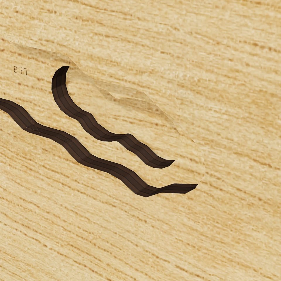 Lamb Lake 3D wood map, detail view