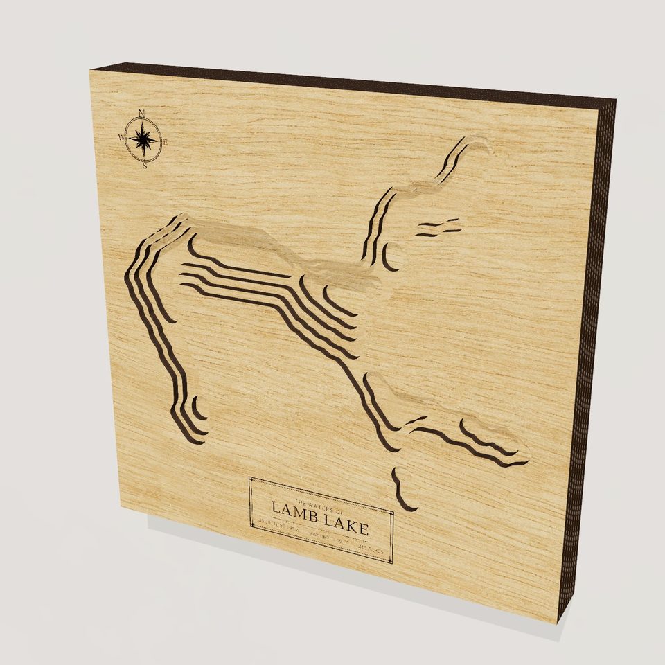 Lamb Lake 3D wood map, hero view