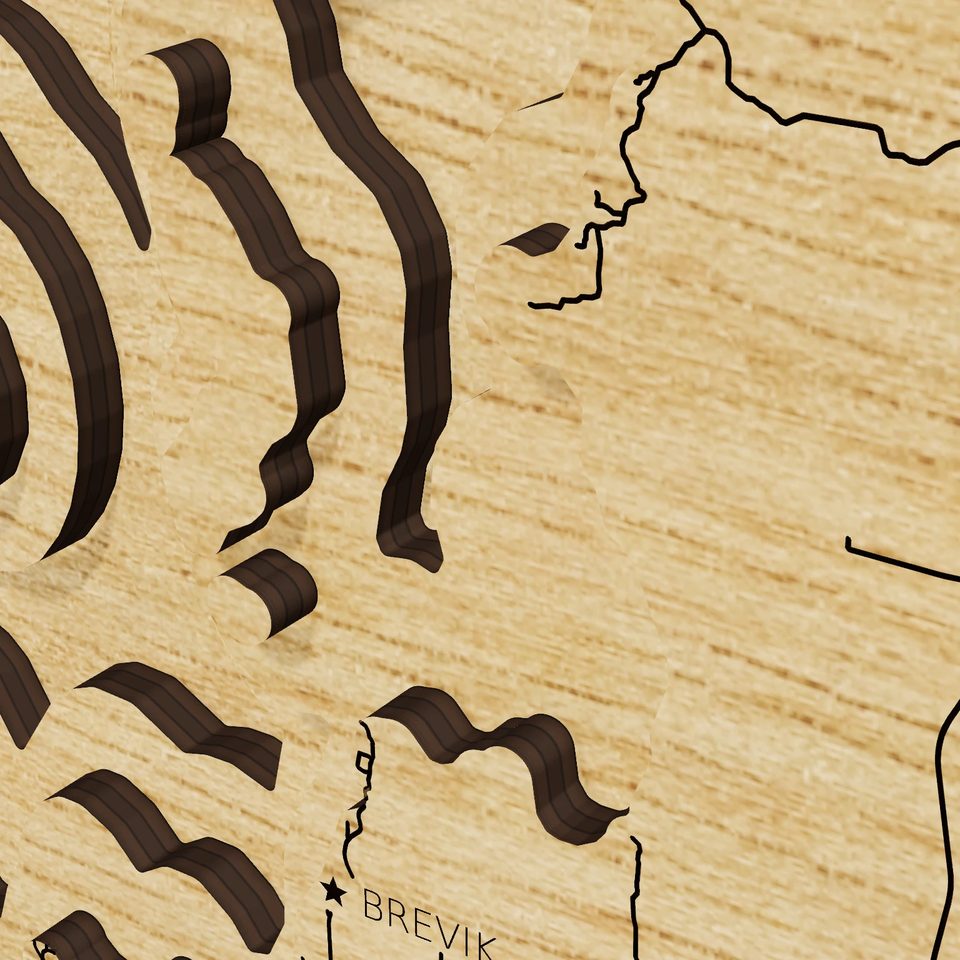 Leech Lake 3D wood map, detail view