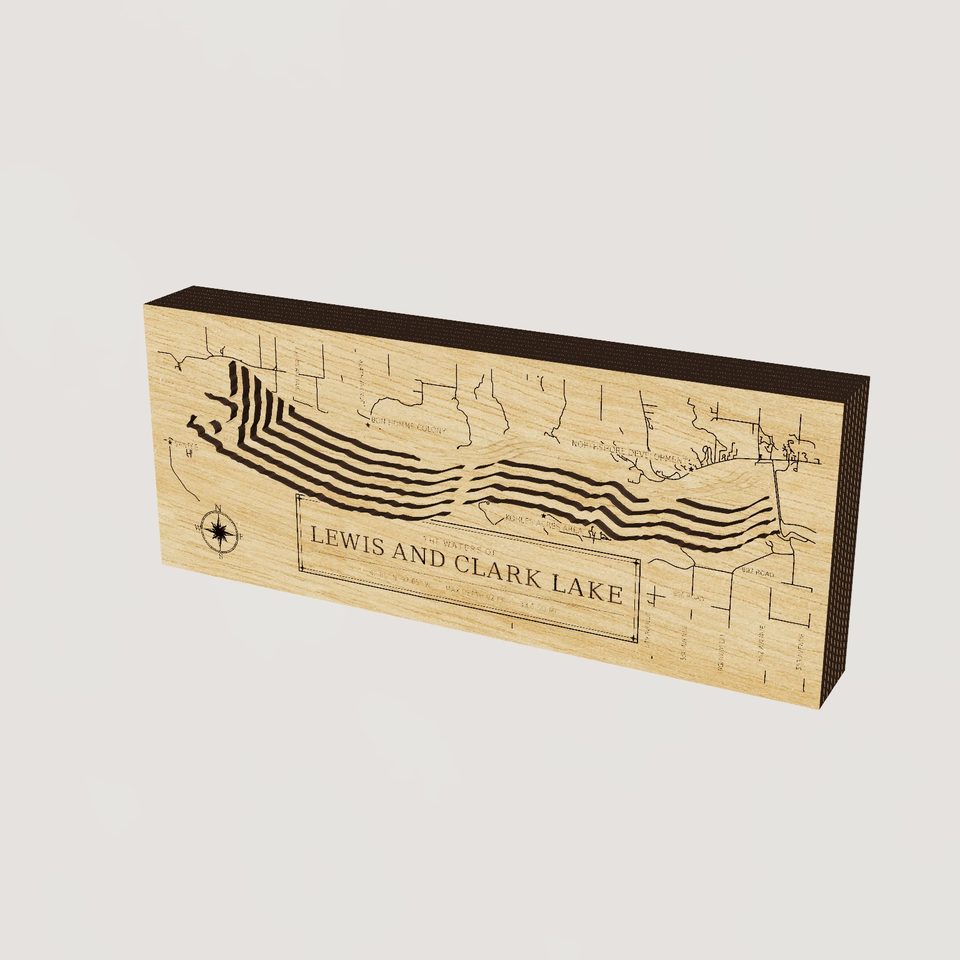 Lewis and Clark Lake 3D wood map, hero view
