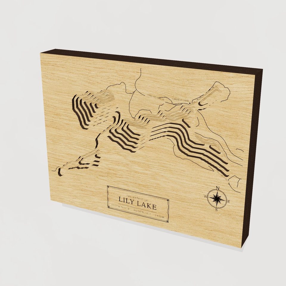 Lily Lake 3D wood map, hero view