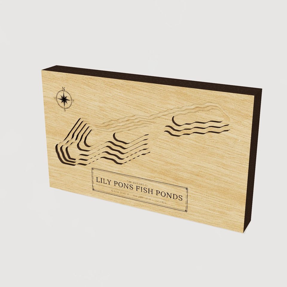Lily Pons Fish Ponds 3D wood map, hero view