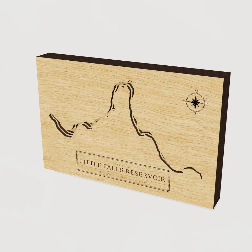 Little Falls Reservoir 3D wood map, hero view