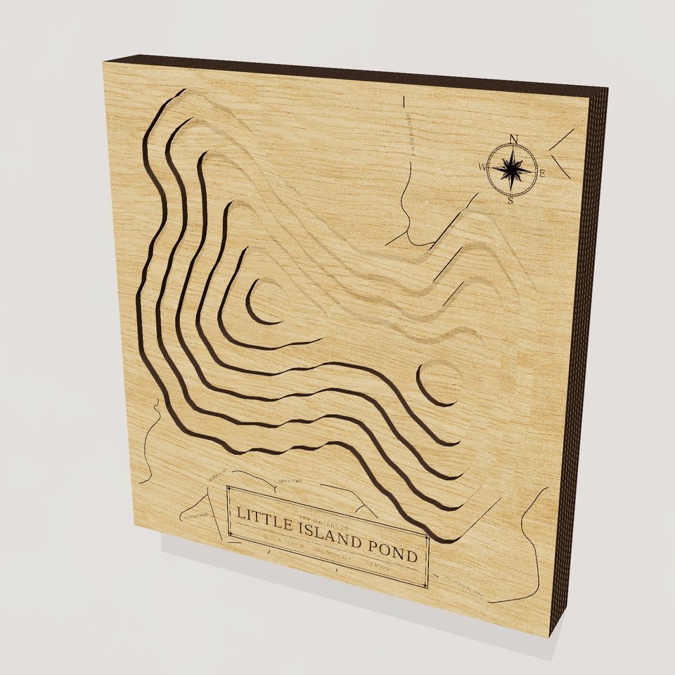 Little Island Pond 3D wood map, hero view