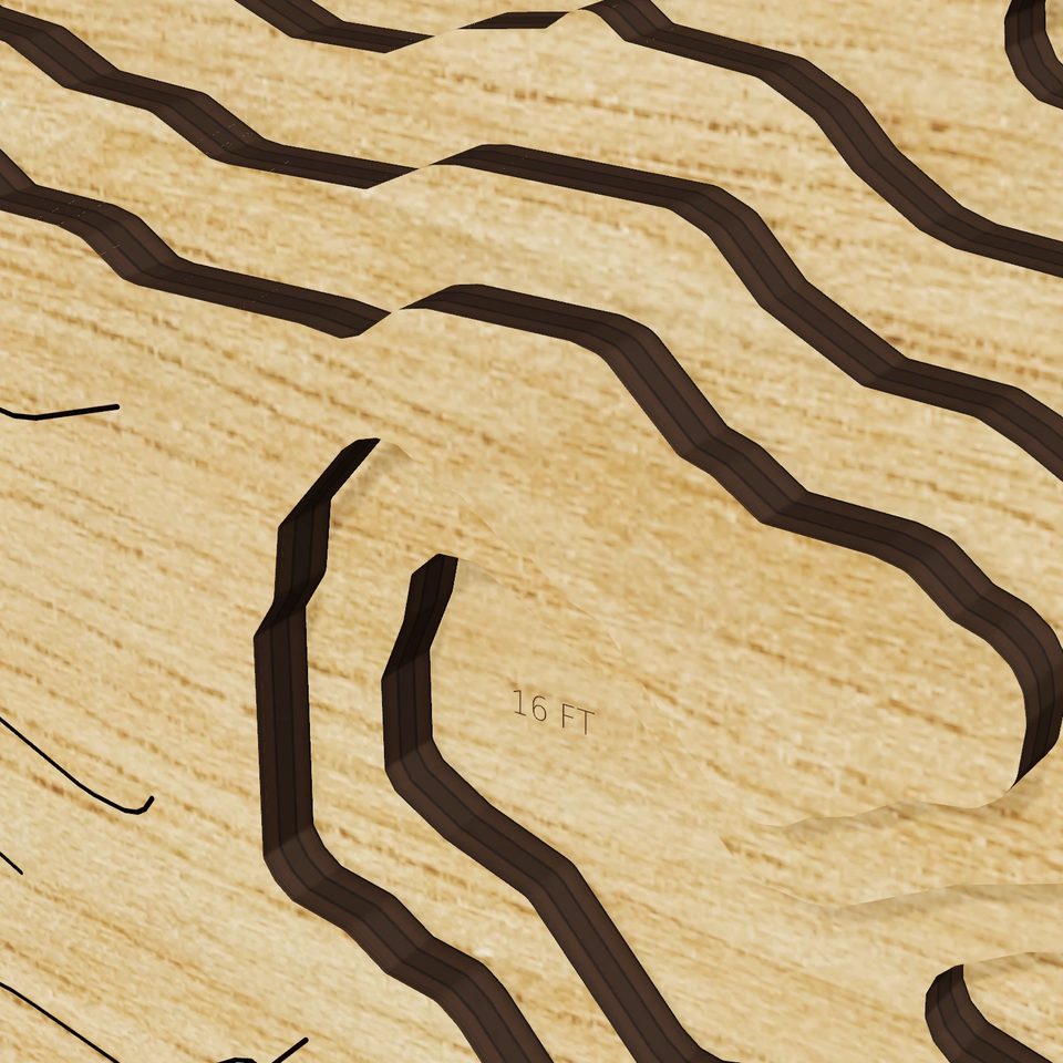 Little Lake Conway 3D wood map, detail view