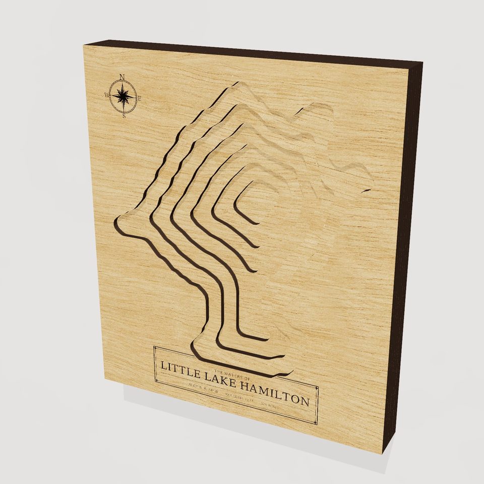 Little Lake Hamilton 3D wood map, hero view