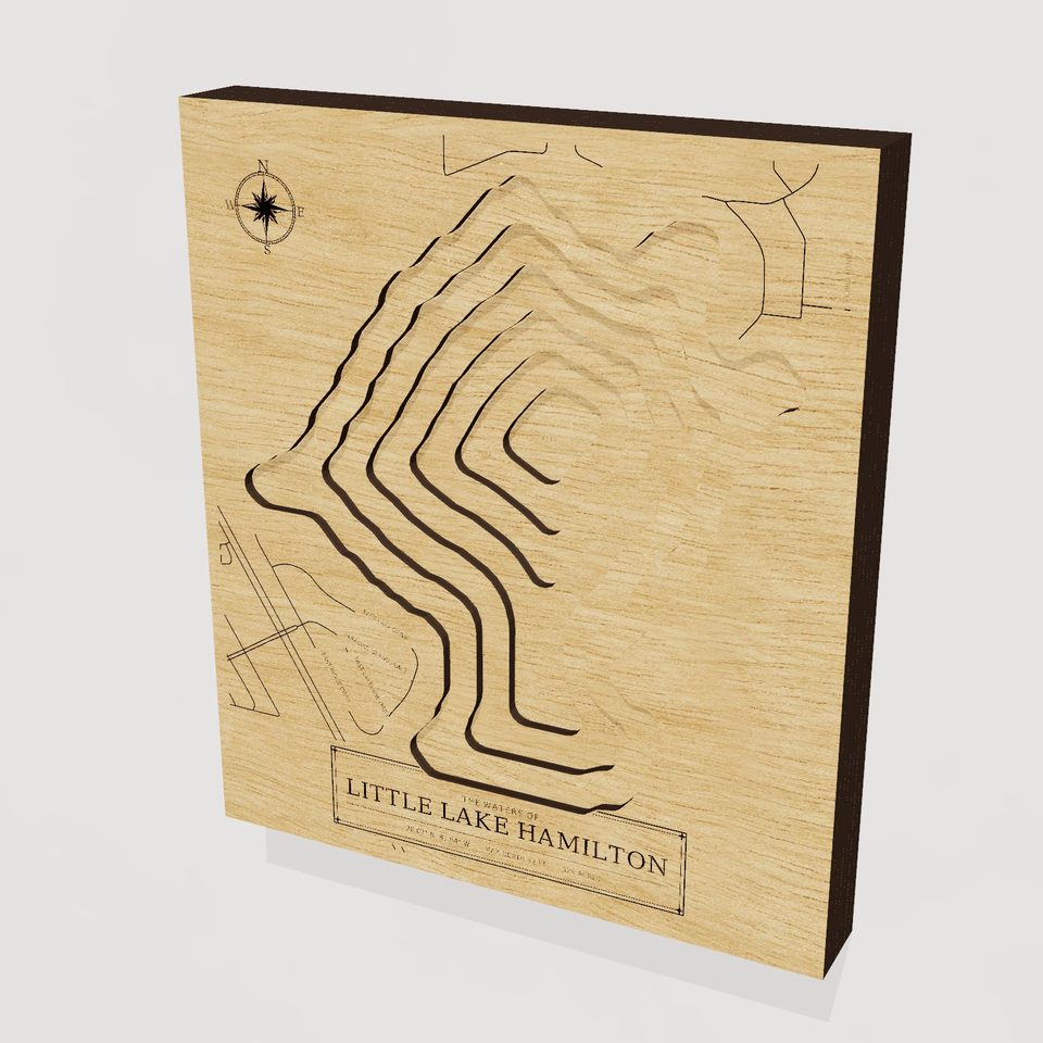 Little Lake Hamilton 3D wood map, hero view