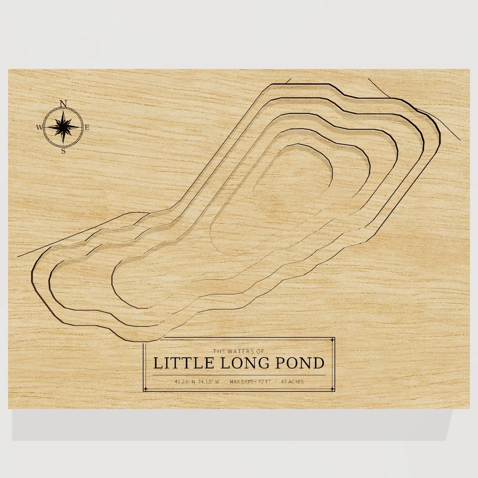 Little Long Pond 3D wood map, front view