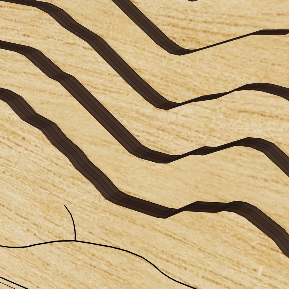 Little Pond 3D wood map, detail view