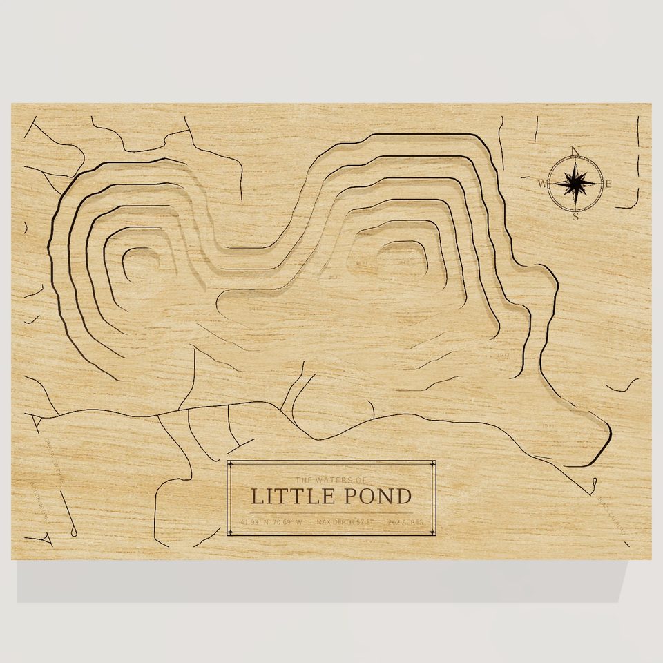 Little Pond 3D wood map, front view