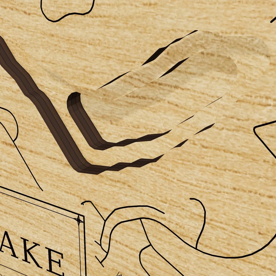 Little Seneca Lake 3D wood map, detail view