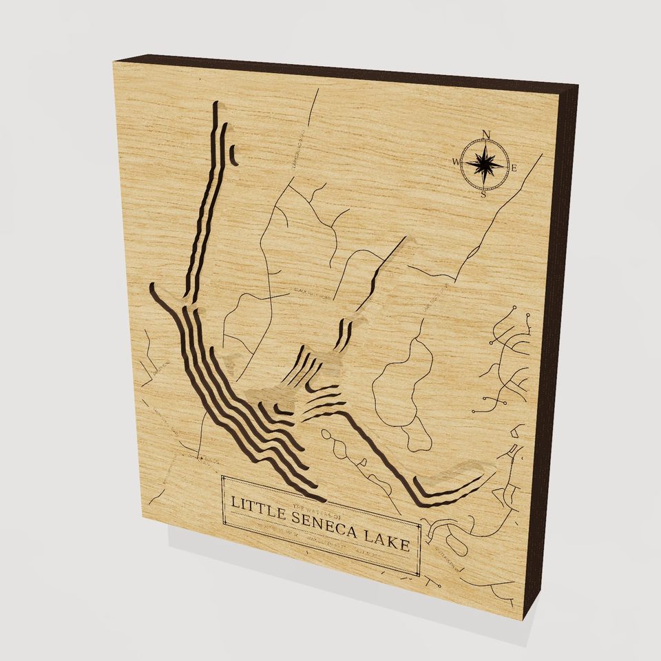 Little Seneca Lake 3D wood map, hero view