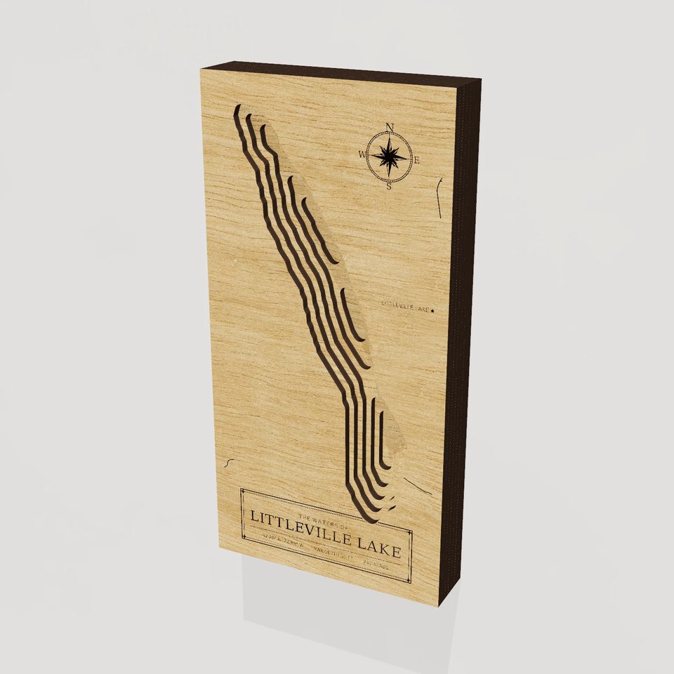 Littleville Lake 3D wood map, hero view