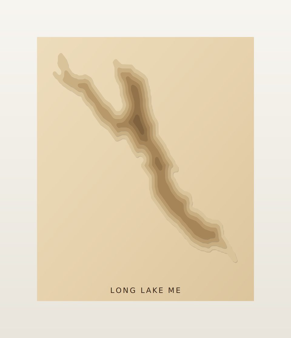 Long Lake 3D wood map, preview view