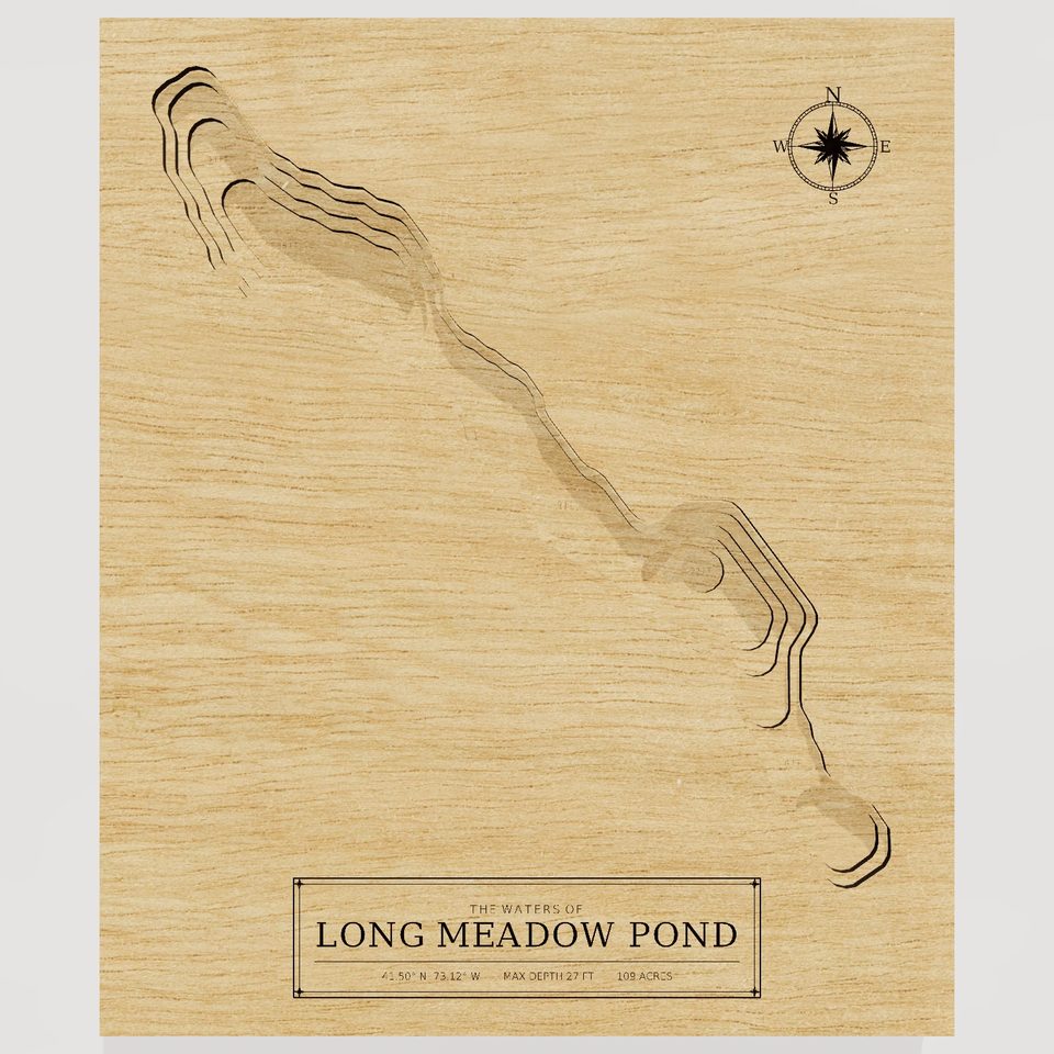 Long Meadow Pond 3D wood map, front view