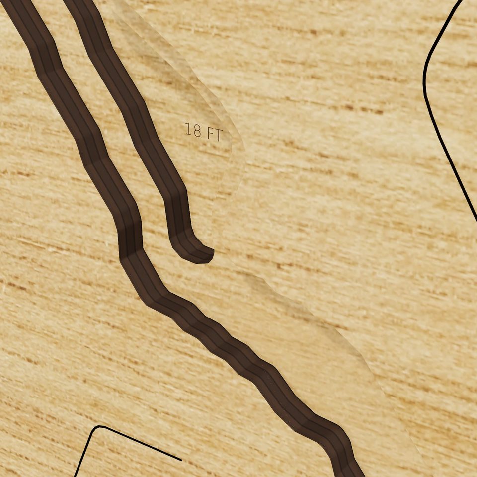 Longview Lake 3D wood map, detail view