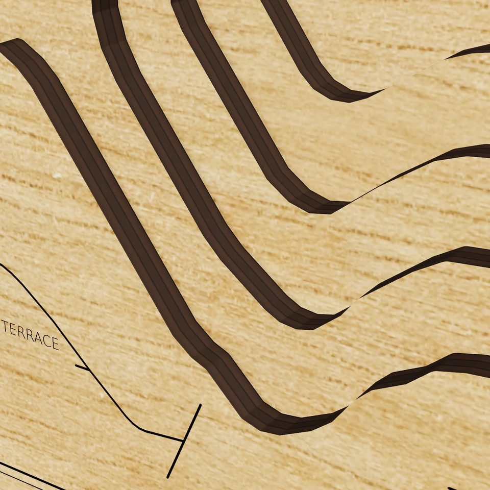 Loon Lake 3D wood map, detail view