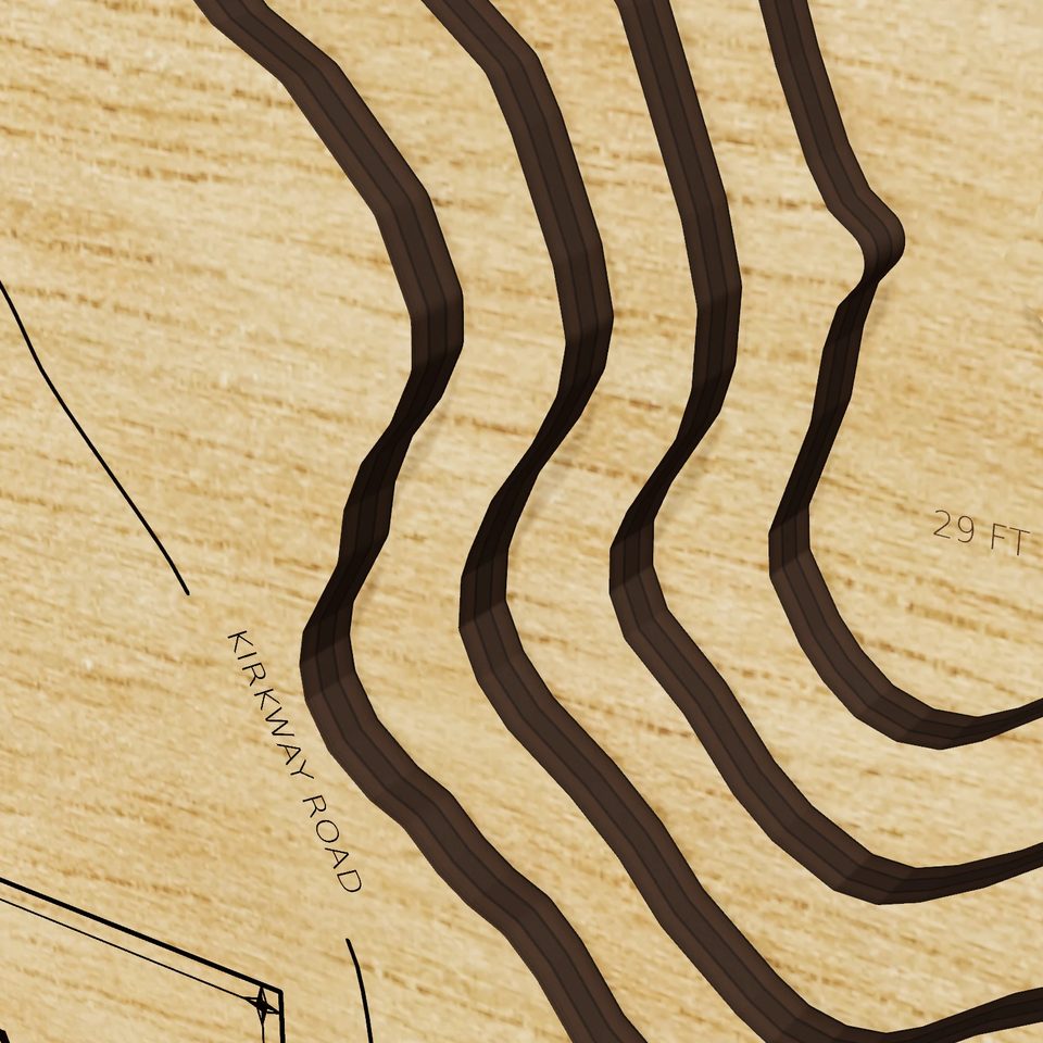 Lower Long Lake 3D wood map, detail view