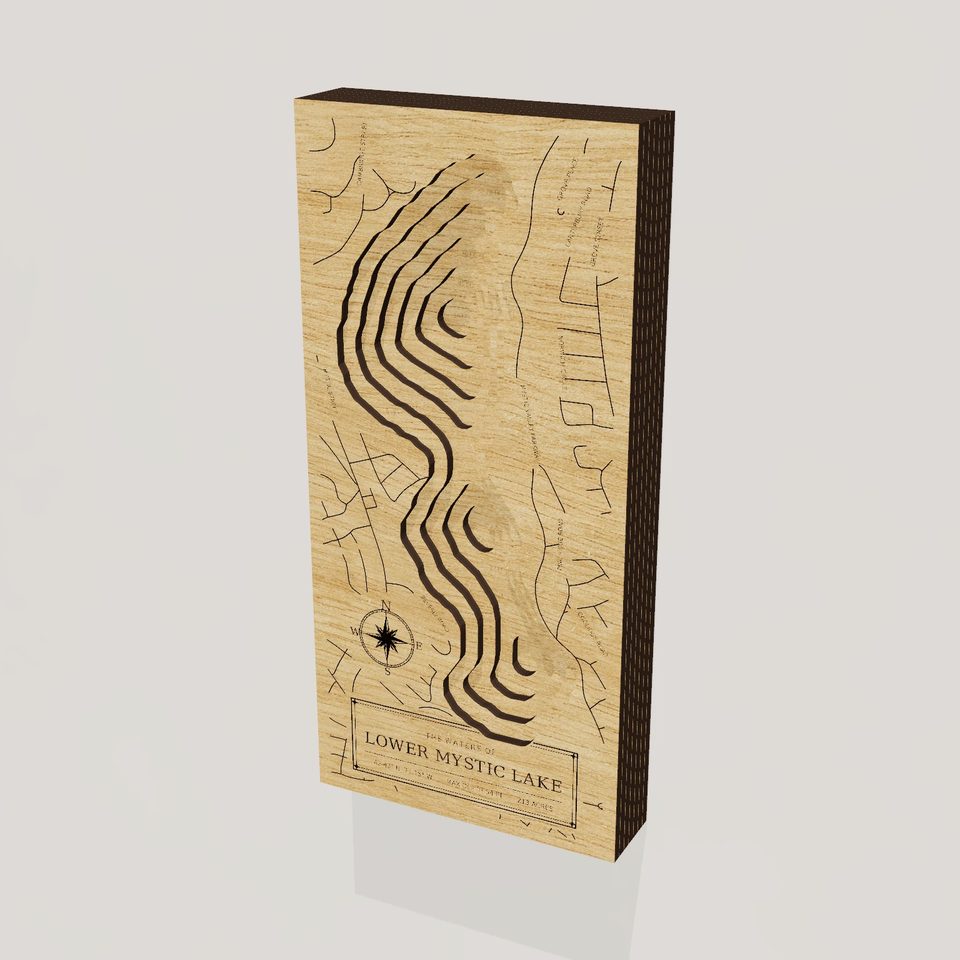 Lower Mystic Lake 3D wood map, hero view