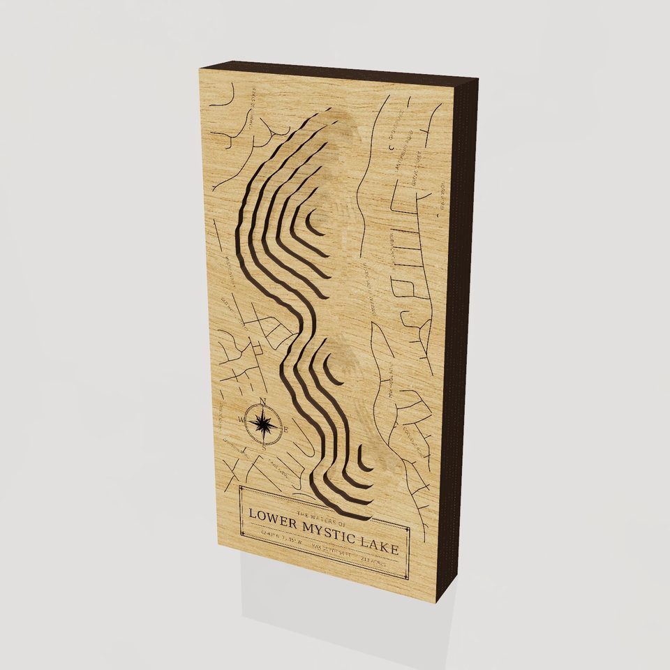 Lower Mystic Lake 3D wood map, hero view