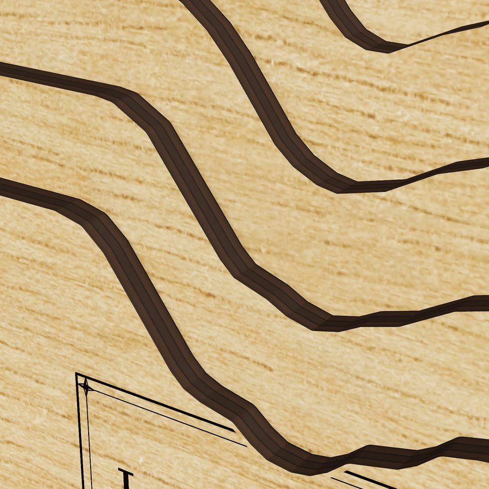 Lower Naukeag Lake 3D wood map, detail view