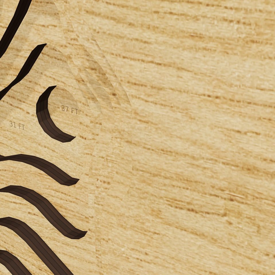 Lower Nemahbin Lake 3D wood map, detail view