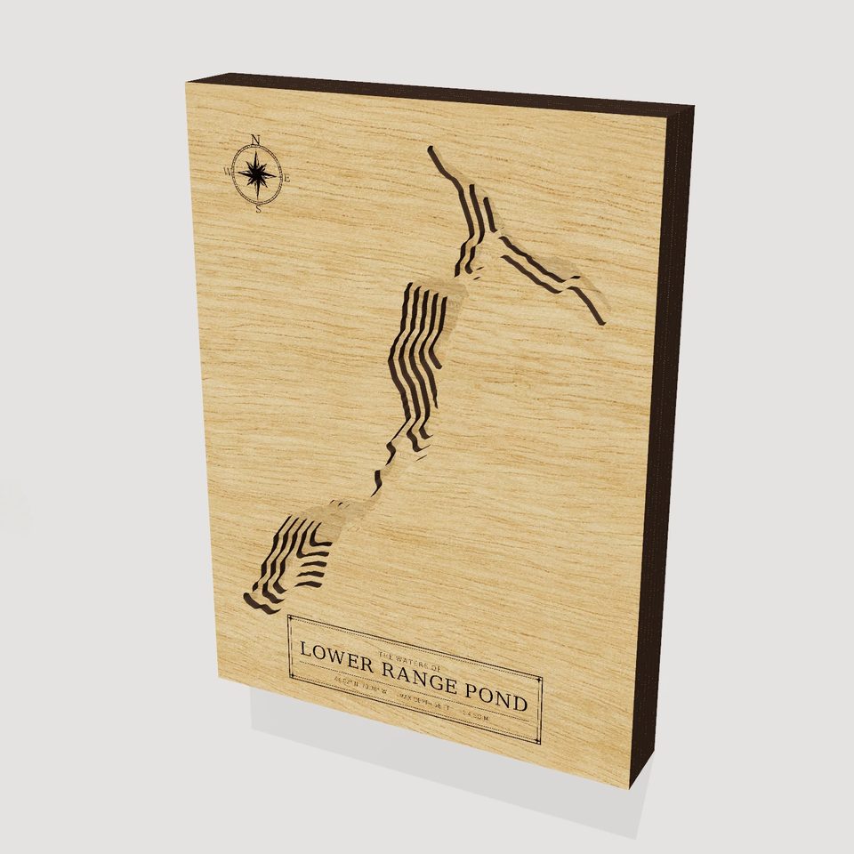 Lower Range Pond 3D wood map, hero view