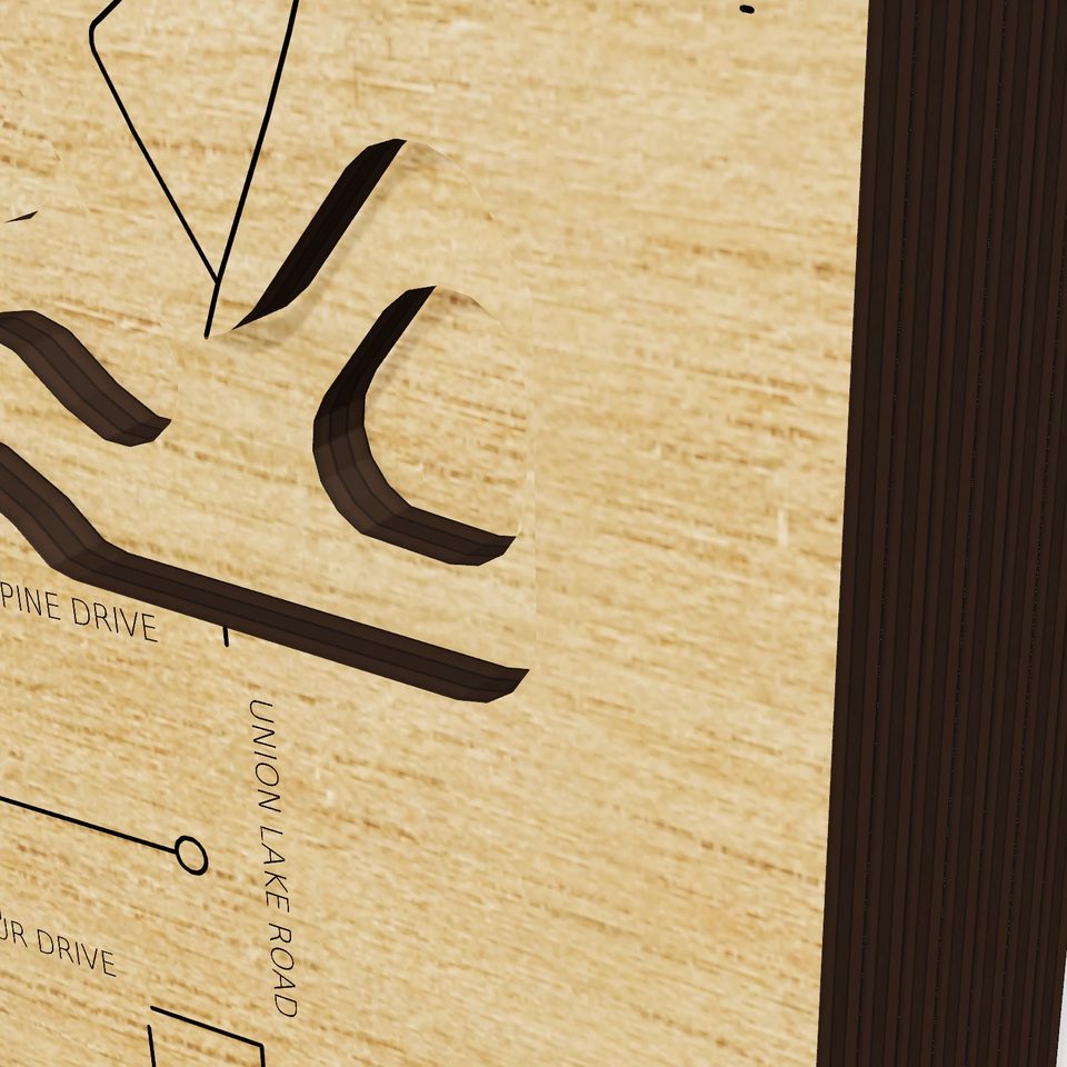 Lower Straits Lake 3D wood map, detail view