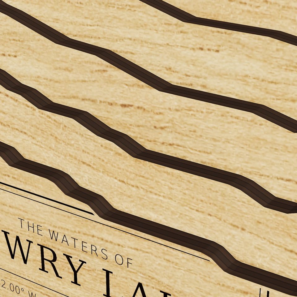 Lowry Lake 3D wood map, detail view