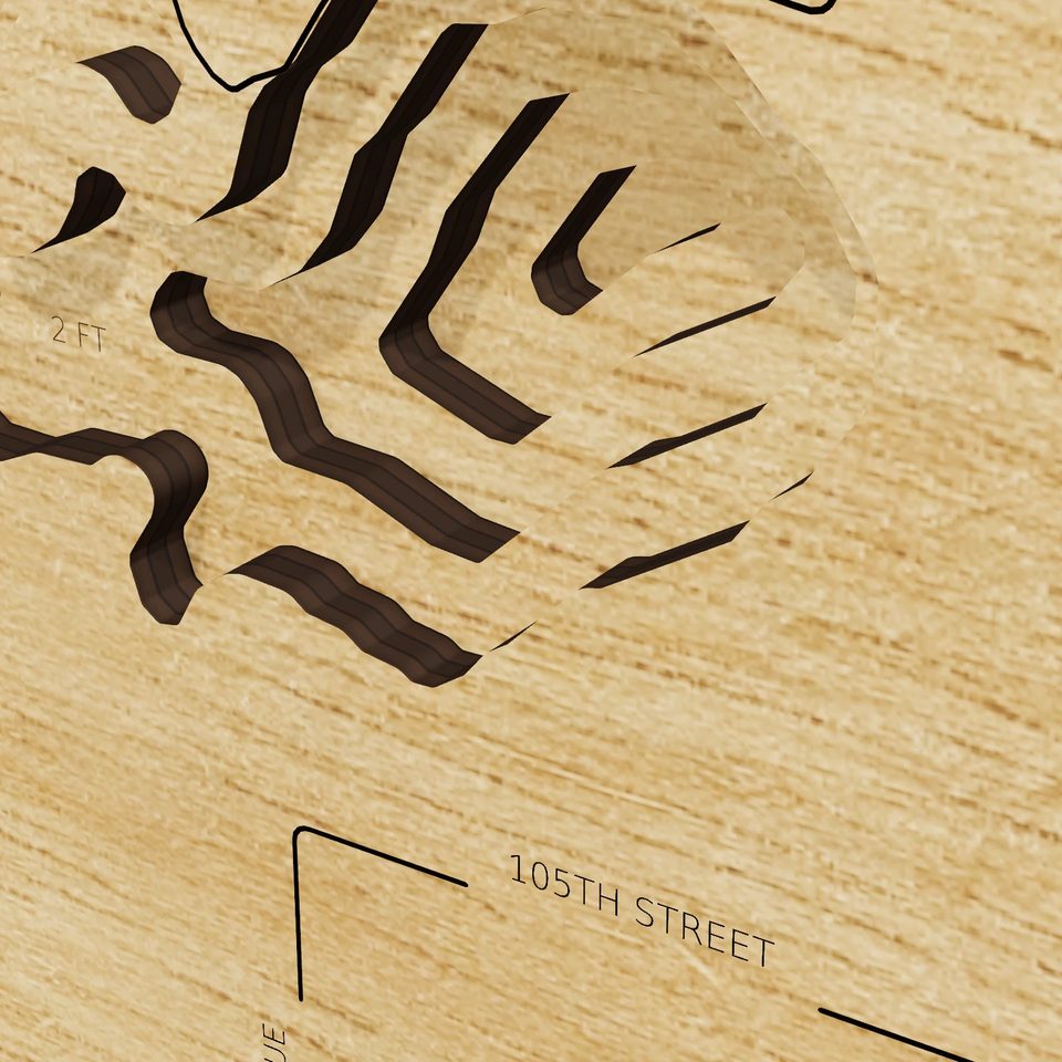 Lura Lake 3D wood map, detail view
