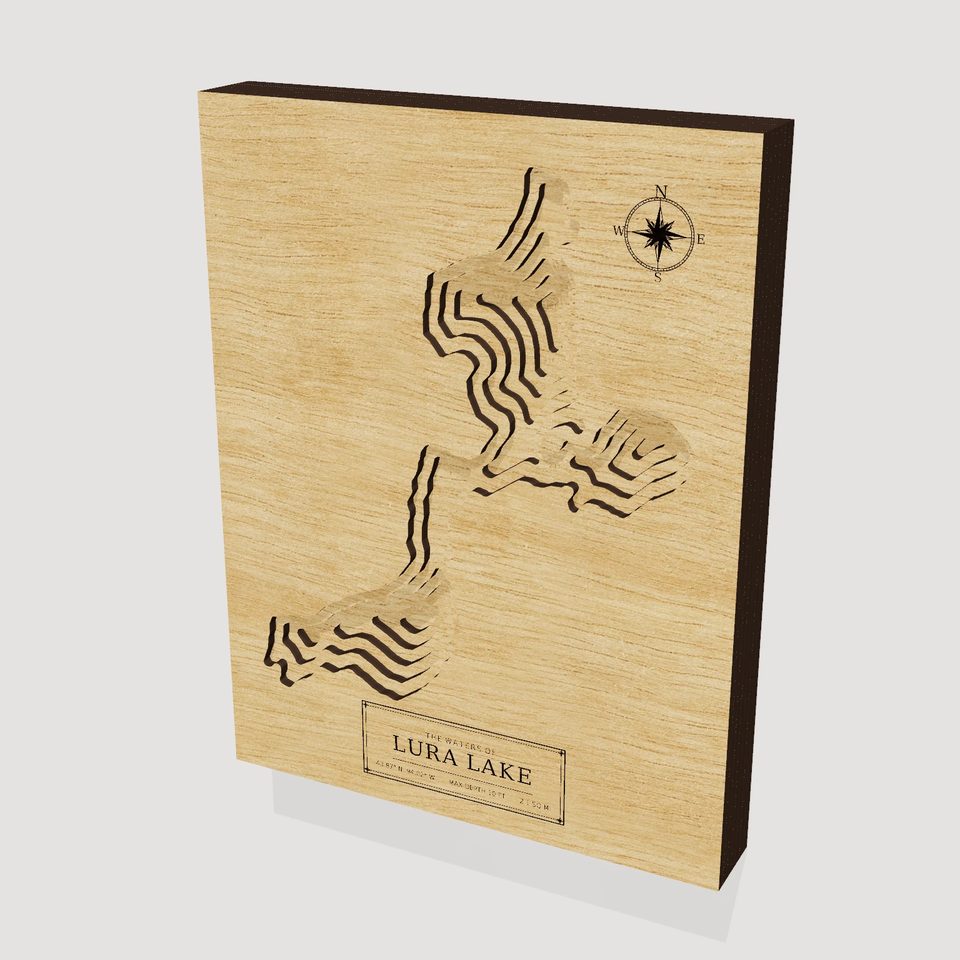 Lura Lake 3D wood map, hero view