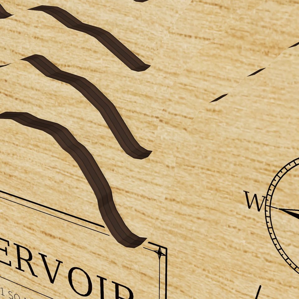 Manasquan Reservoir 3D wood map, detail view