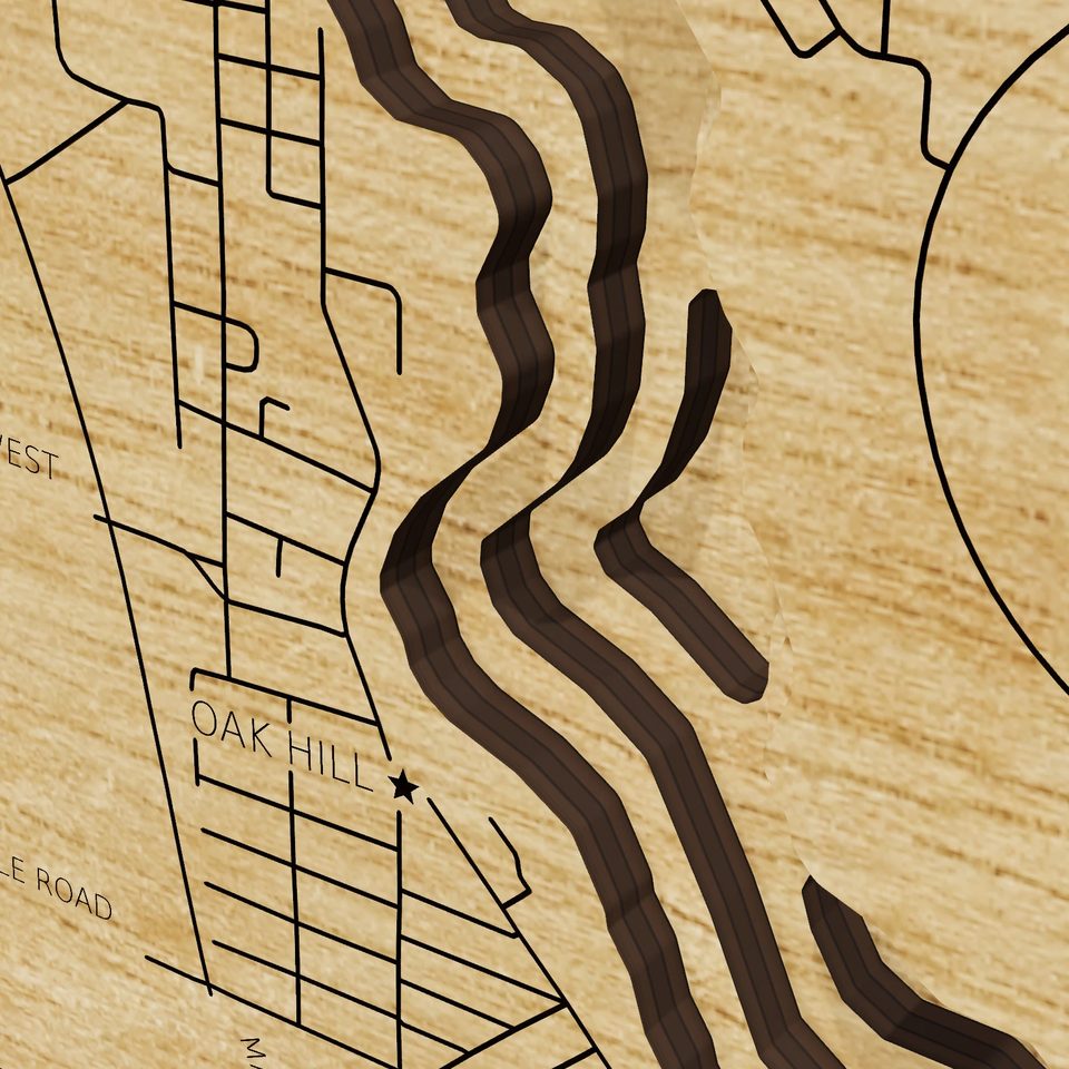Manistee Lake 3D wood map, detail view