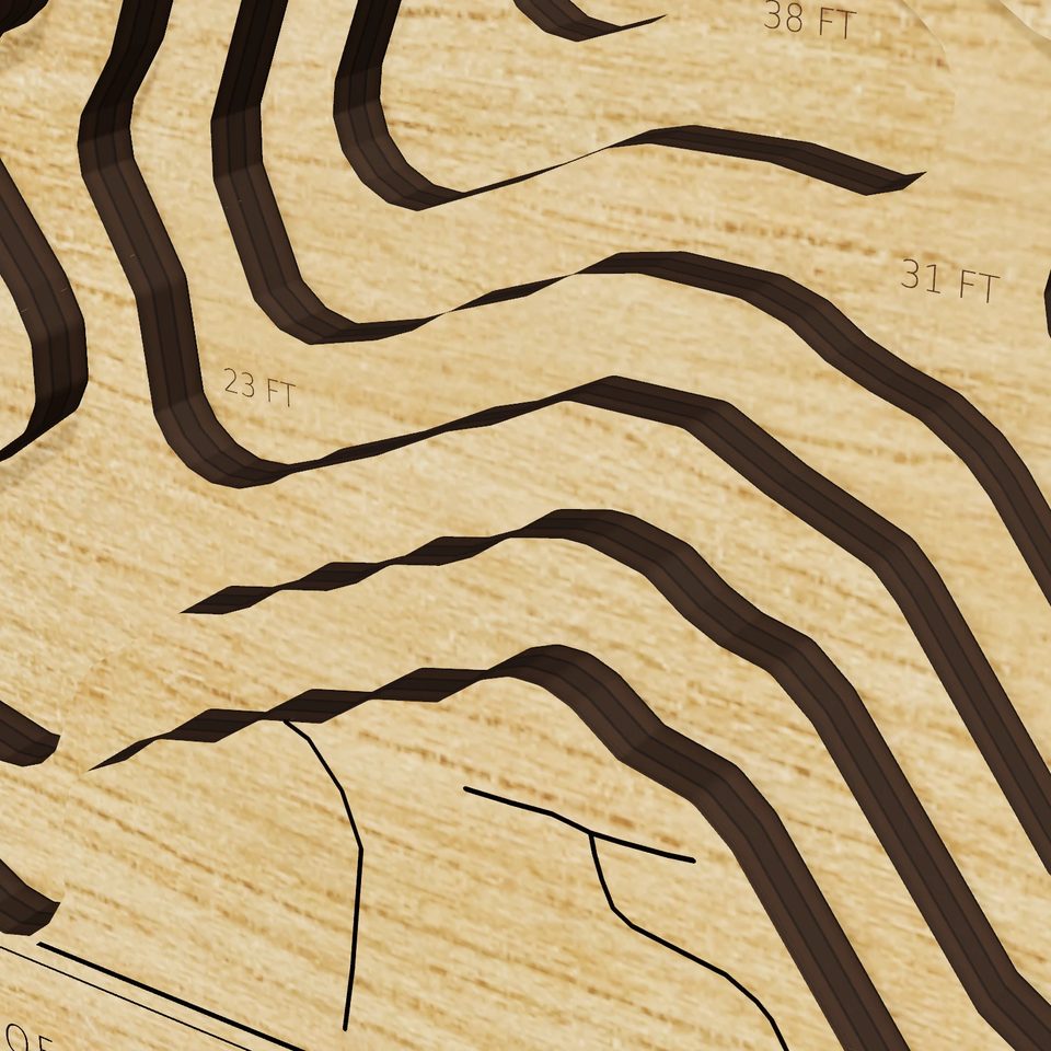 Manito Lake 3D wood map, detail view