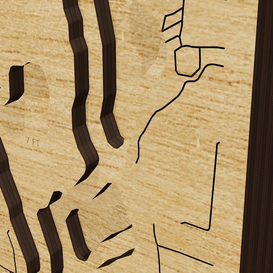 Marble Lake 3D wood map, detail view