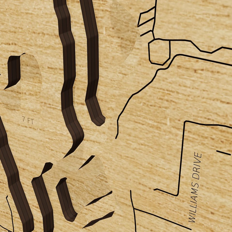 Marble Lake 3D wood map, detail view