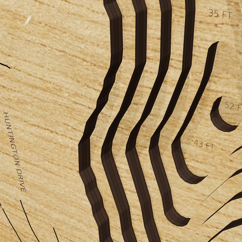 Margerie Lake Reservoir 3D wood map, detail view