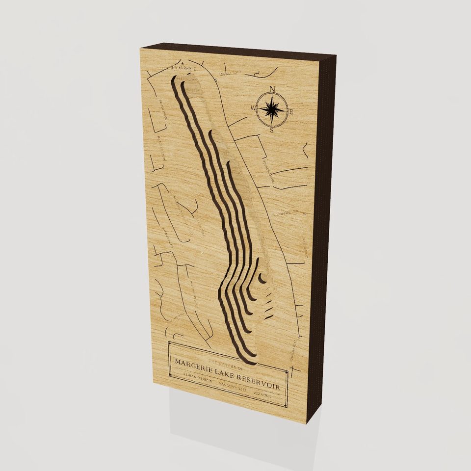 Margerie Lake Reservoir 3D wood map, hero view