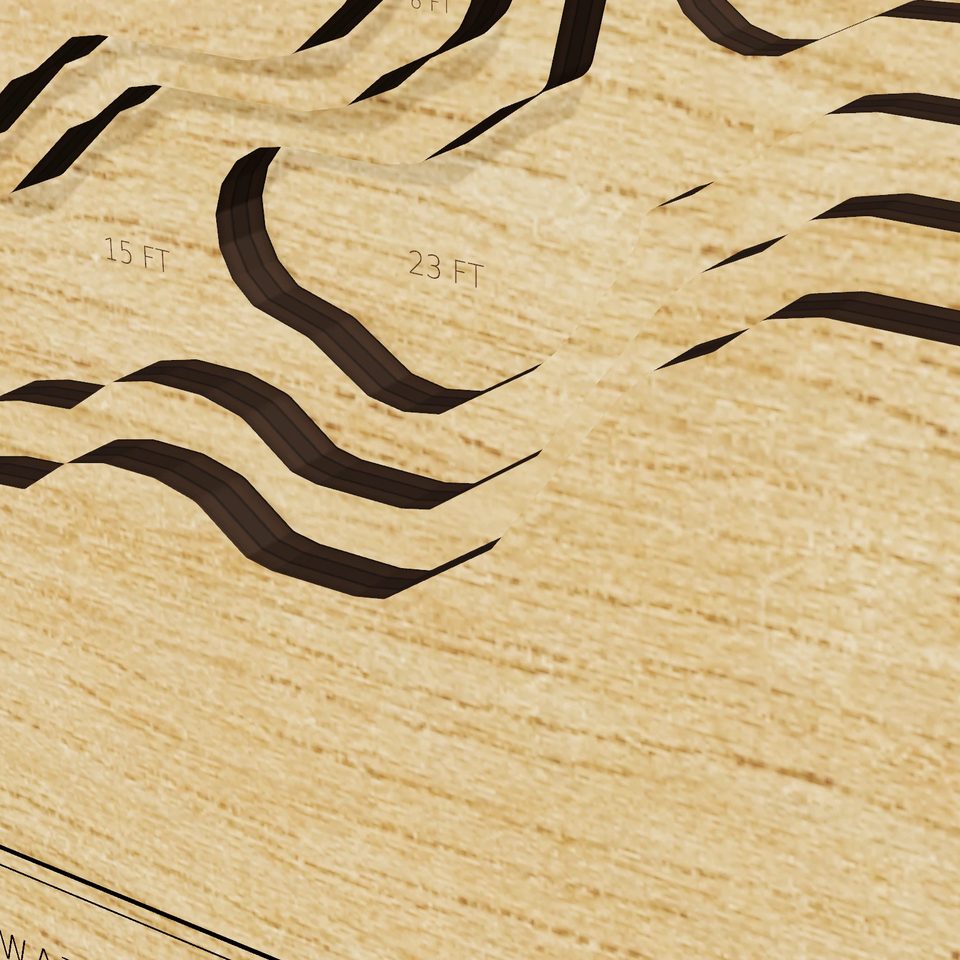 Mariaville Lake 3D wood map, detail view