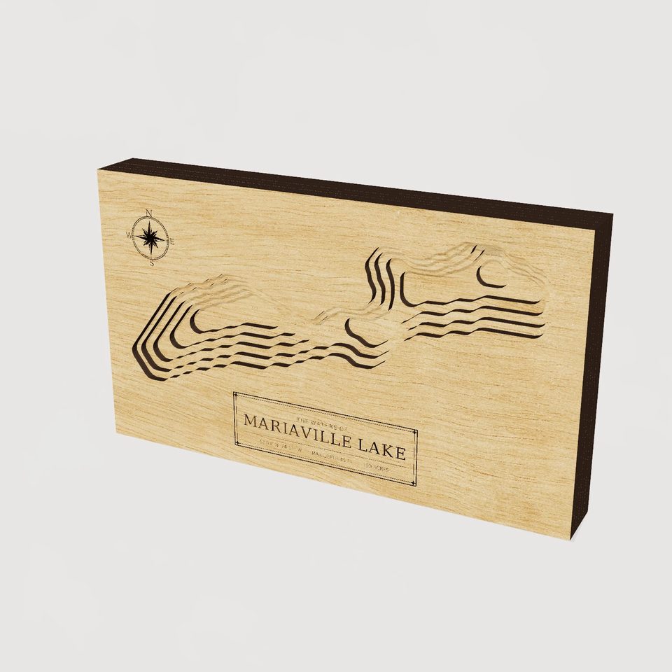 Mariaville Lake 3D wood map, hero view