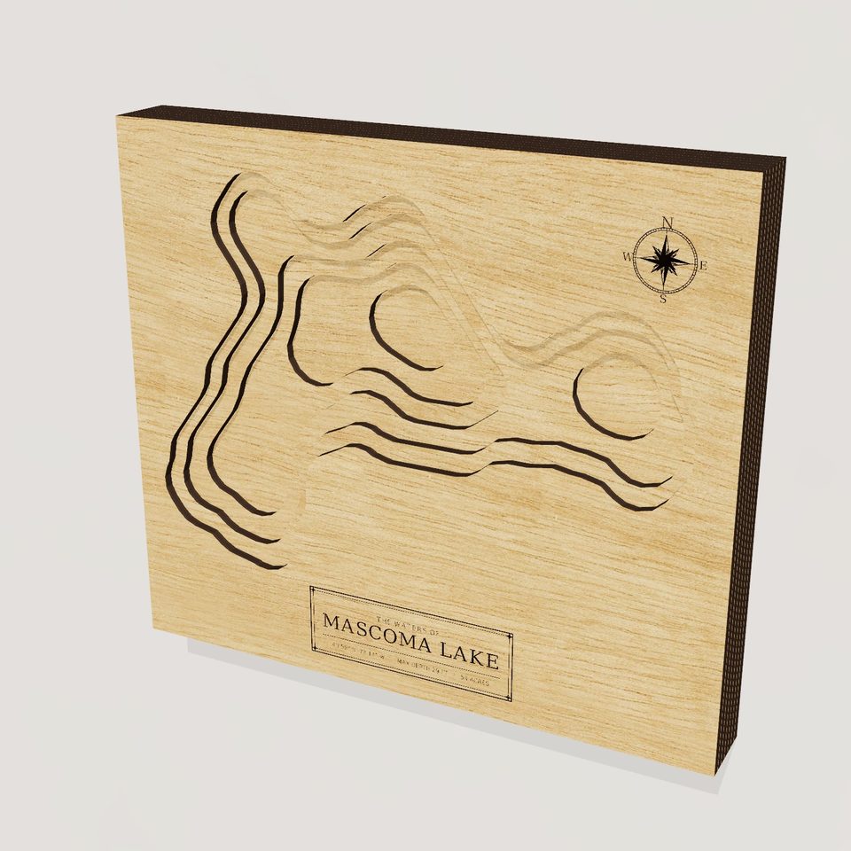 Mascoma Lake 3D wood map, hero view
