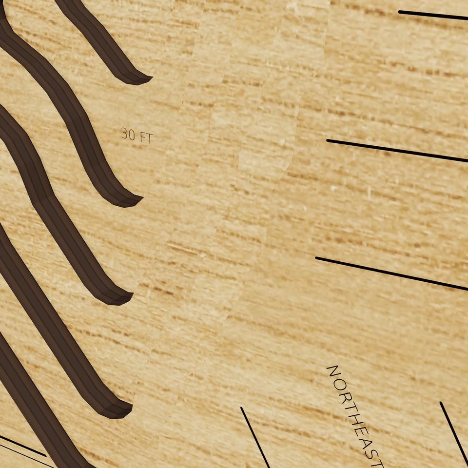 Maule Lake 3D wood map, detail view
