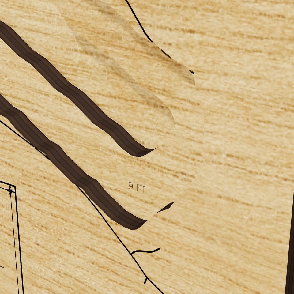 Mazaska Lake 3D wood map, detail view