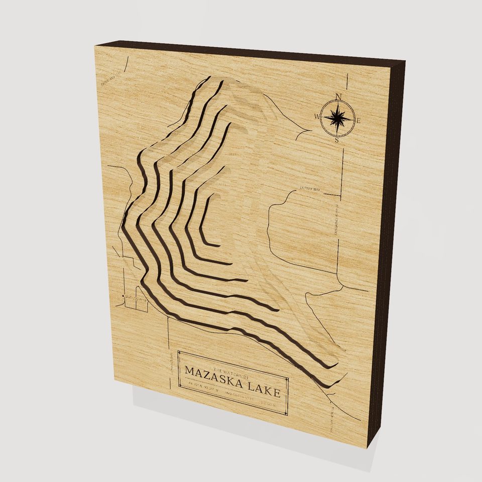 Mazaska Lake 3D wood map, hero view